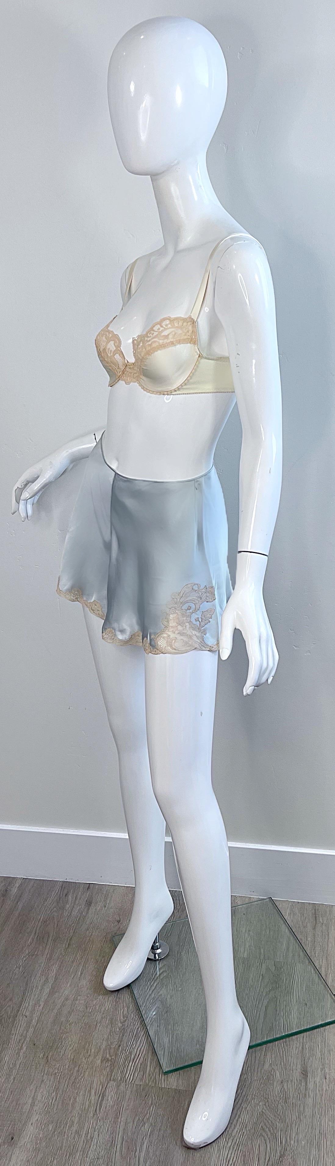 1960s Christian Dior 32A Silk Three Piece Bloomers Bra 60s Vintage Lingerie Set For Sale 10