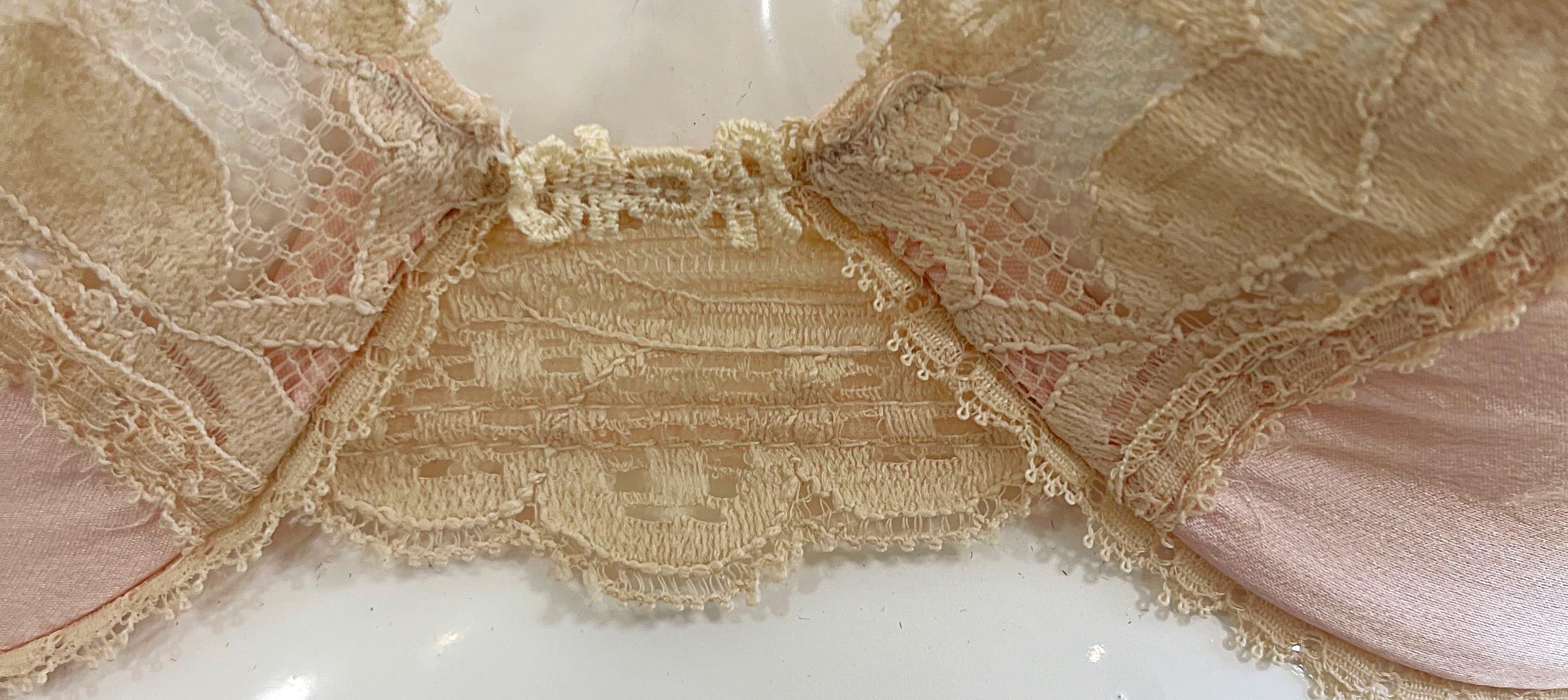 1960s Christian Dior 32A Silk Three Piece Bloomers Bra 60s Vintage Lingerie Set For Sale 1