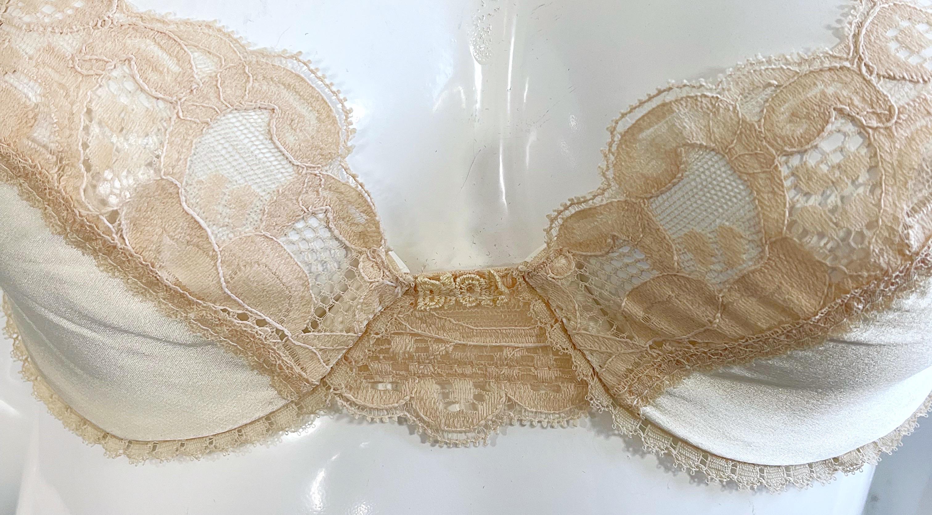 1960s Christian Dior 32A Silk Three Piece Bloomers Bra 60s Vintage Lingerie Set For Sale 2