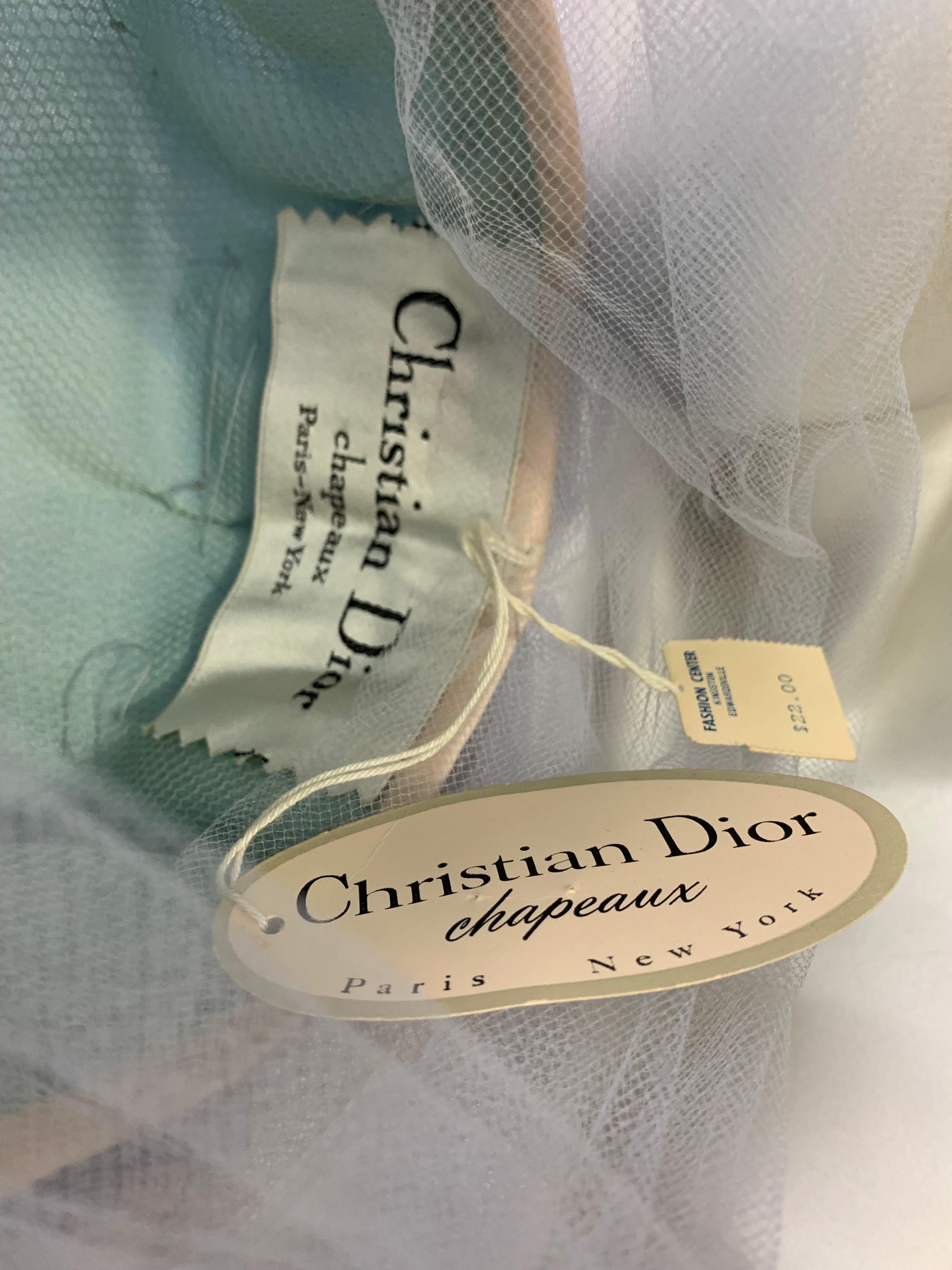 Gray 1960s Christian Dior Baby Blue Tulle Peaked Bubble Turban Hat  For Sale