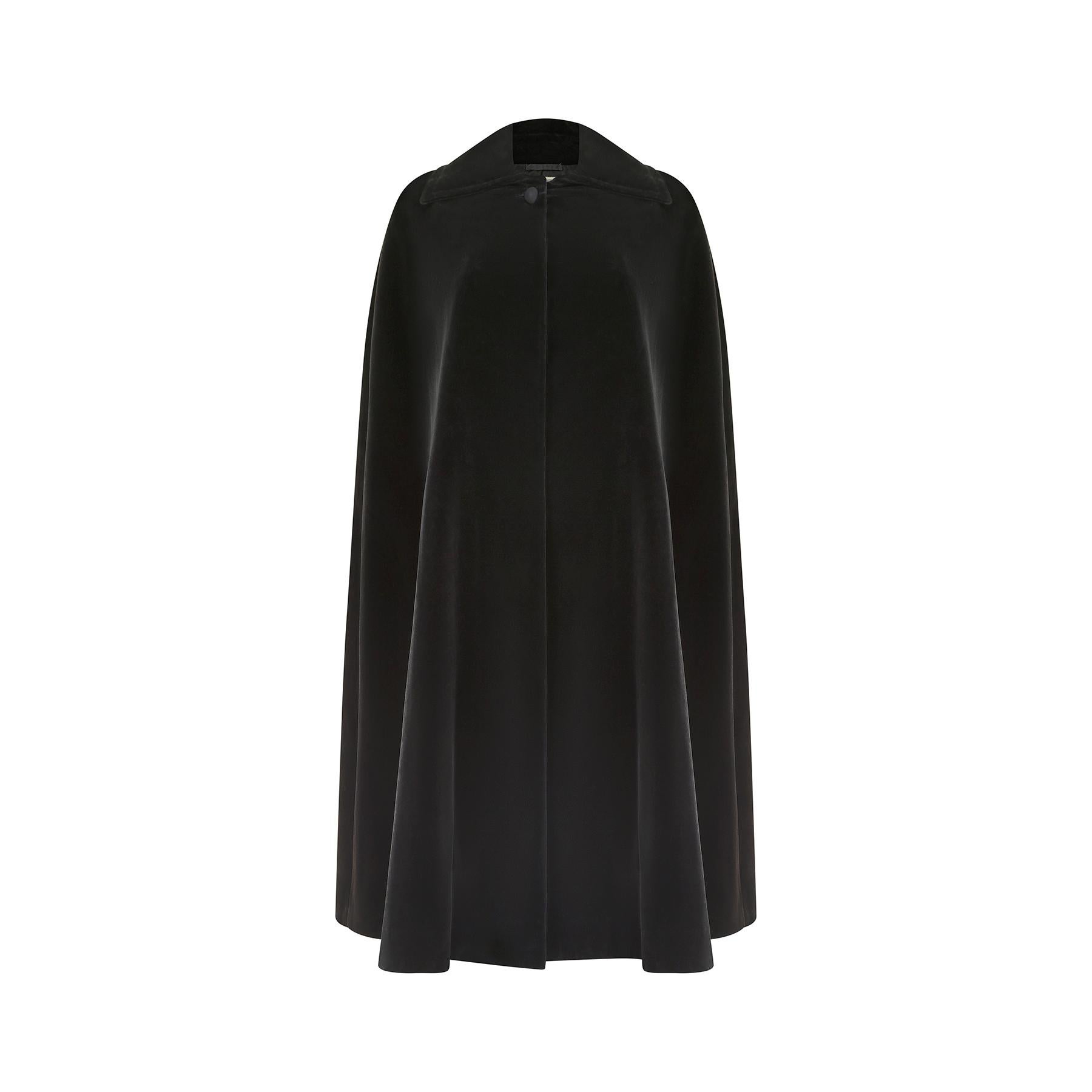 Women's or Men's 1960s Christian Dior Black Velvet Cape