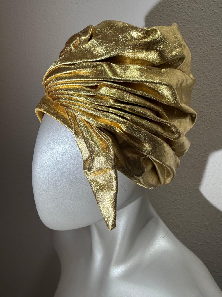 1960s Christian Dior Brilliant Gold Lamé Wrapped Turban w  display picture 2