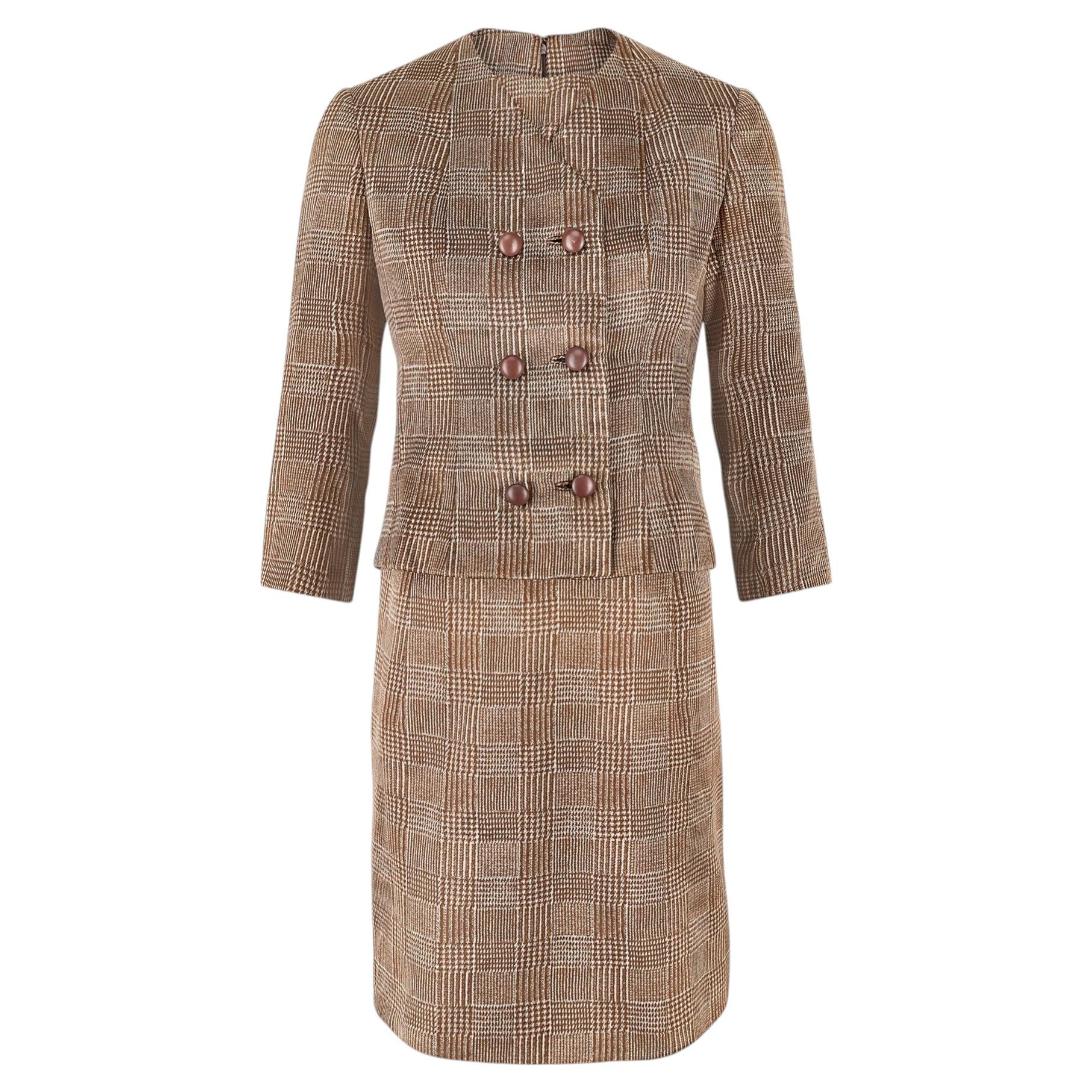 Abito doppiopetto anni '60 Christian Dior Brown Prince of Wales