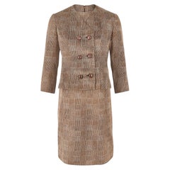 1960s Christian Dior Brown Prince of Wales Double Breasted Dress Suit