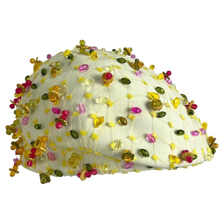 1960s Christian Dior Chapeaux Multicolor Rhinestone Beaded  display picture 3
