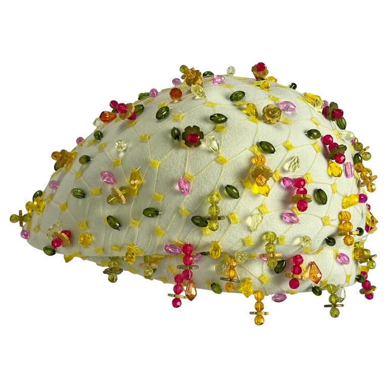 1960s Christian Dior Beaded Pink Hat