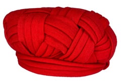 Cappello anni '60 Christian Dior Chapeaux rosso intrecciato
