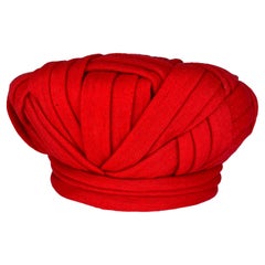 1960s Christian Dior Chapeaux Red Woven Wrap Hat