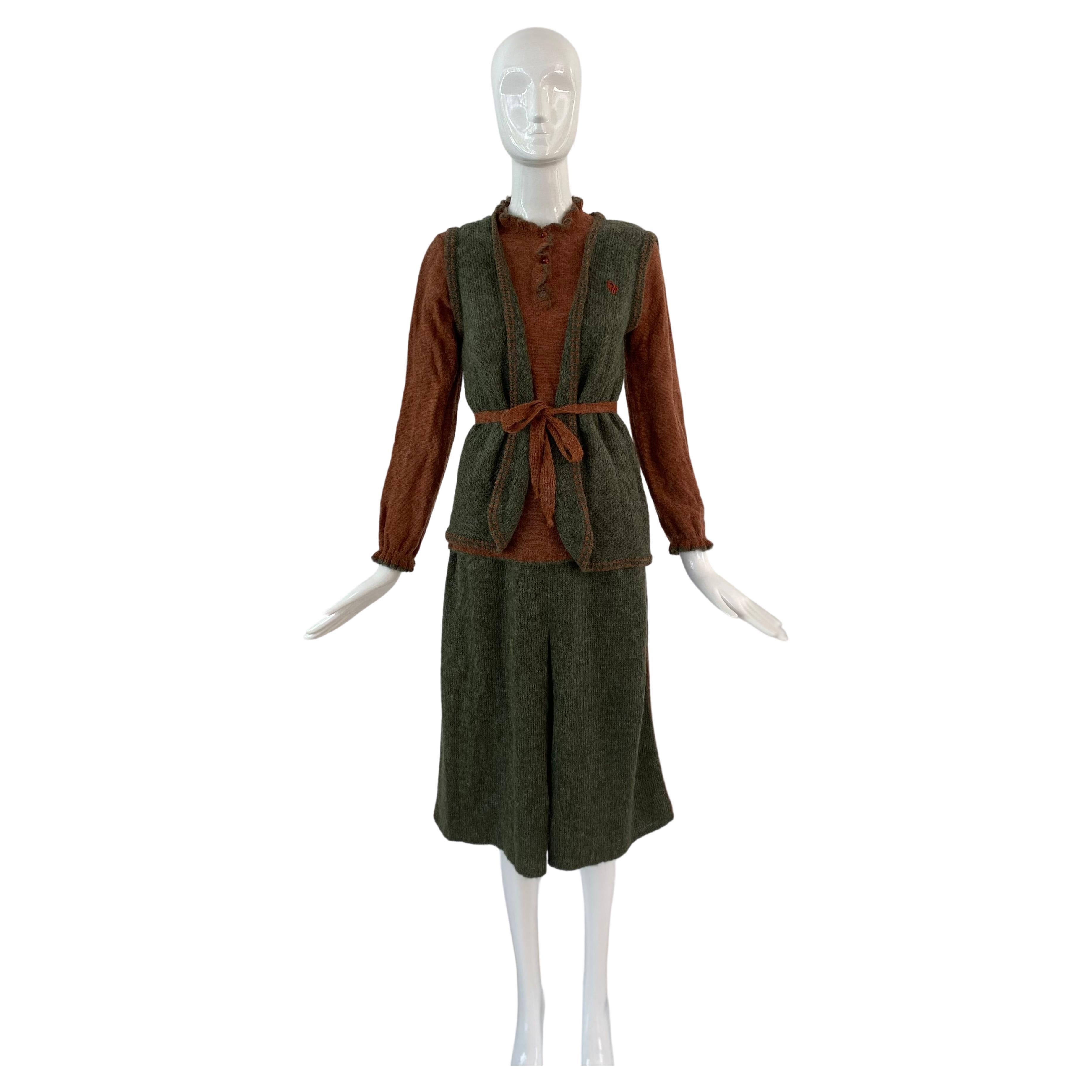 1960s Christian Dior Deadstock Knit 3 Piece Set  For Sale
