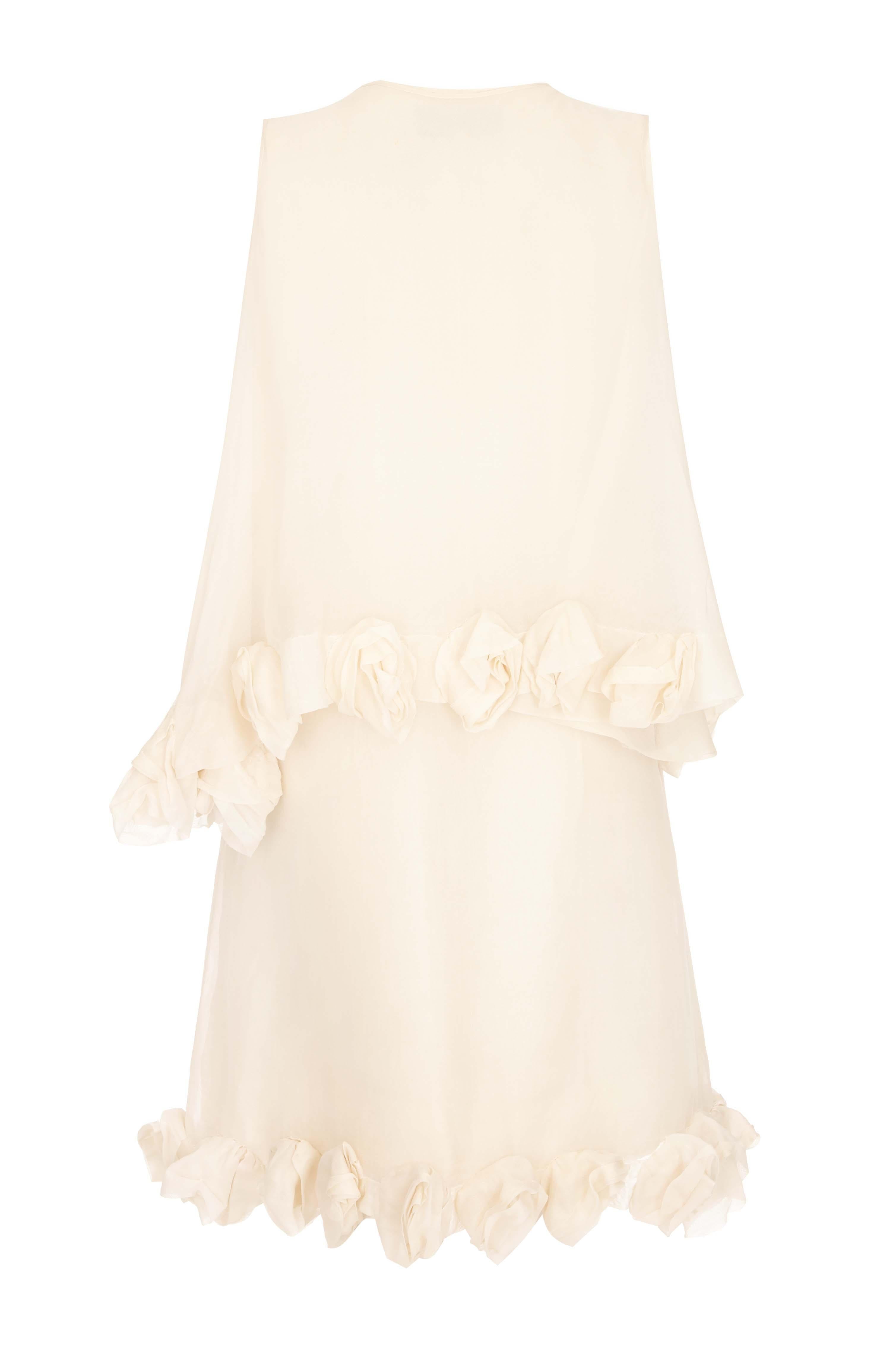 1960s Christian Dior Demi Couture Ivory Organza Dress & Jacket  In Good Condition In London, GB