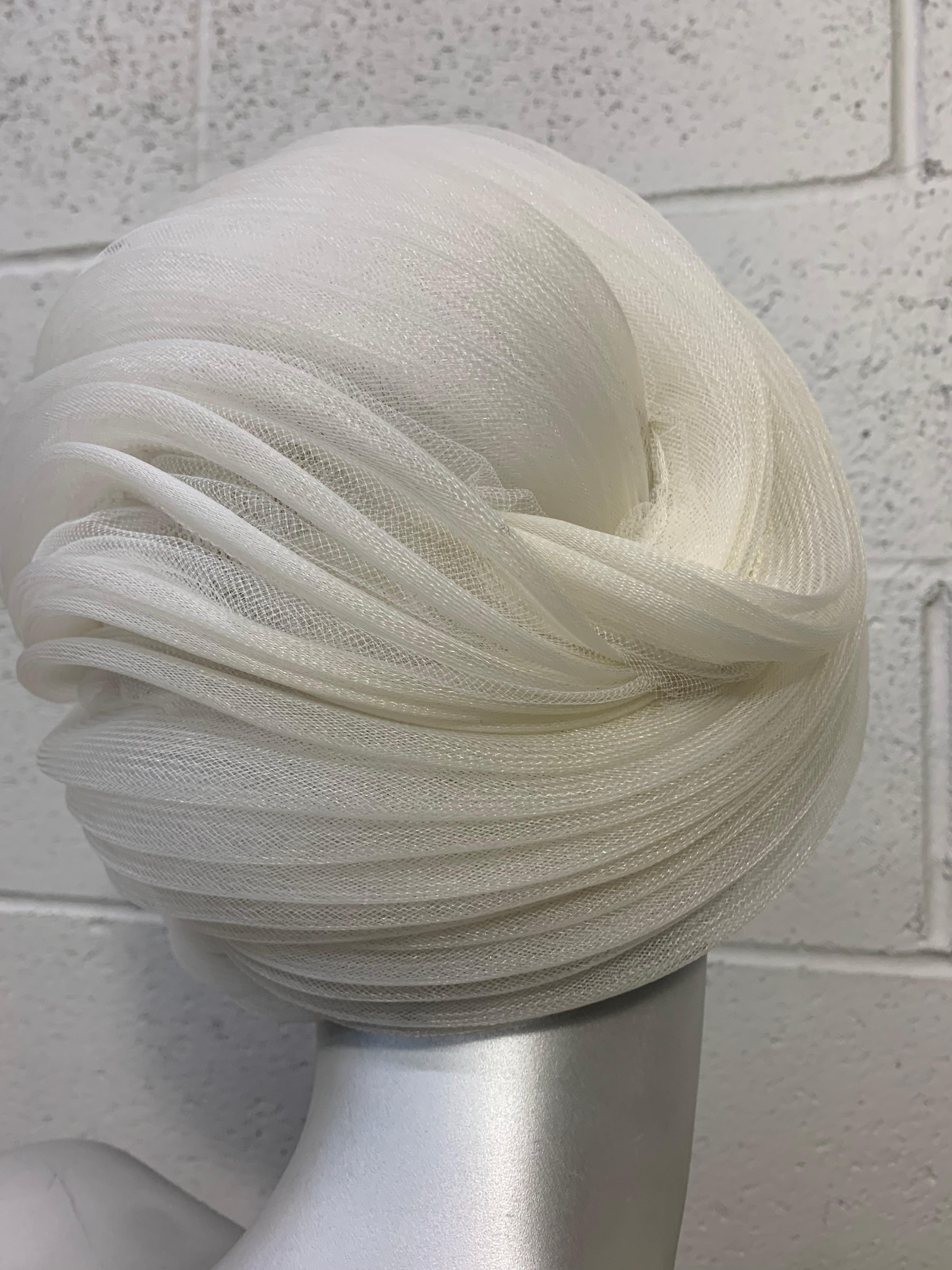 1960s Christian Dior Dramatic Snow White Coiled Tulle Turban  For Sale 1