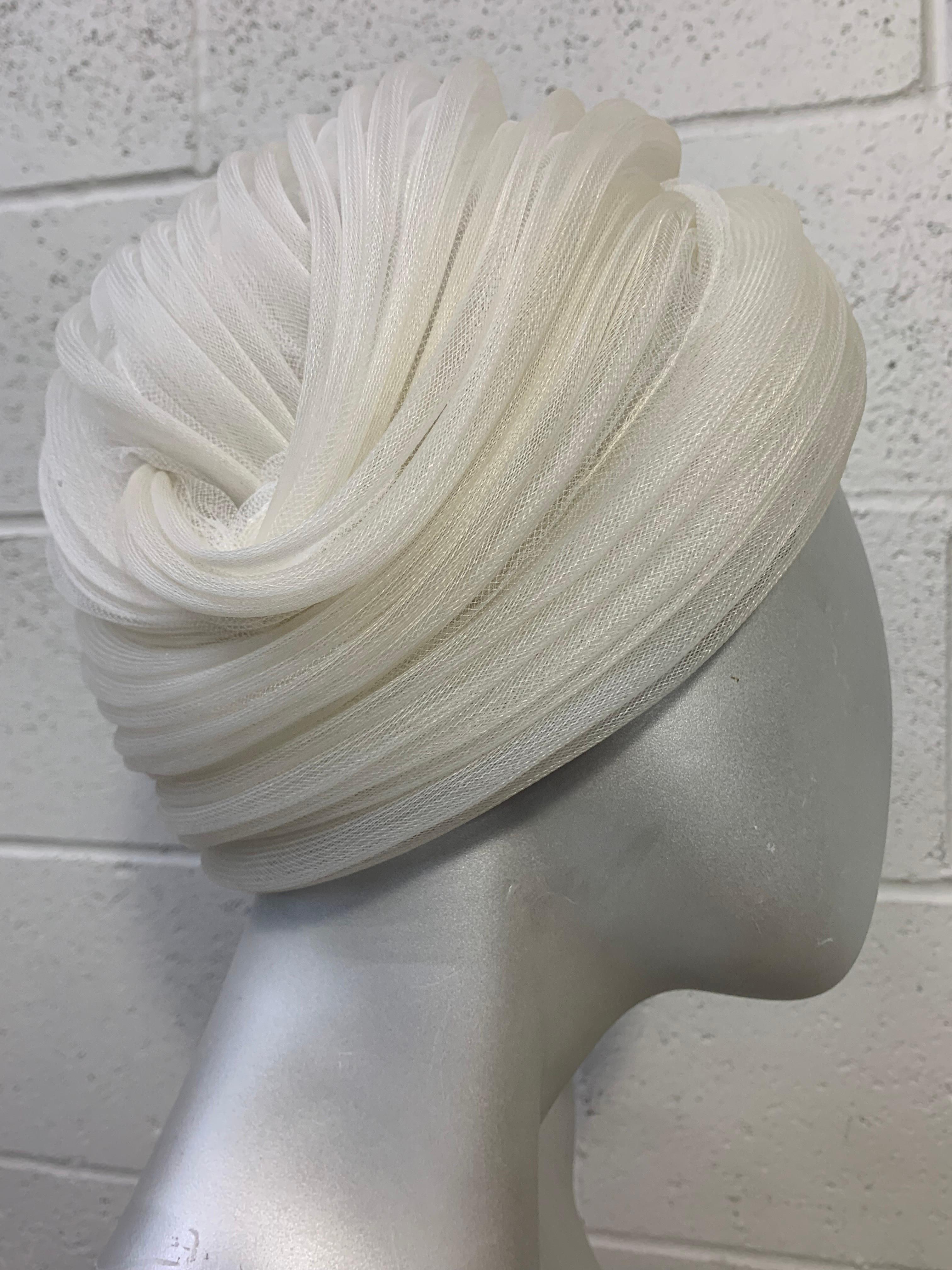 1960s Christian Dior Dramatic Snow White Coiled Tulle Turban  For Sale 2