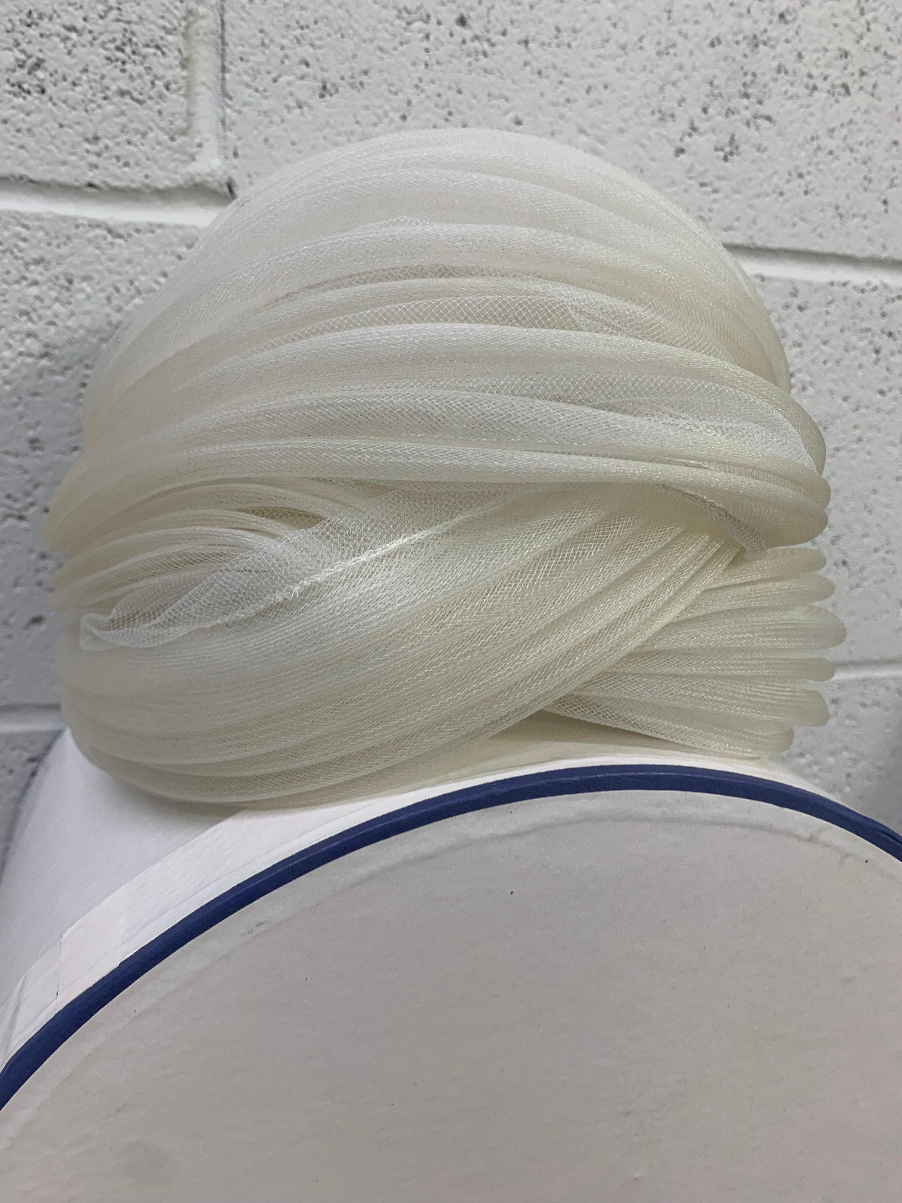 1960s Christian Dior Dramatic Snow White Coiled Tulle Turban  For Sale 5