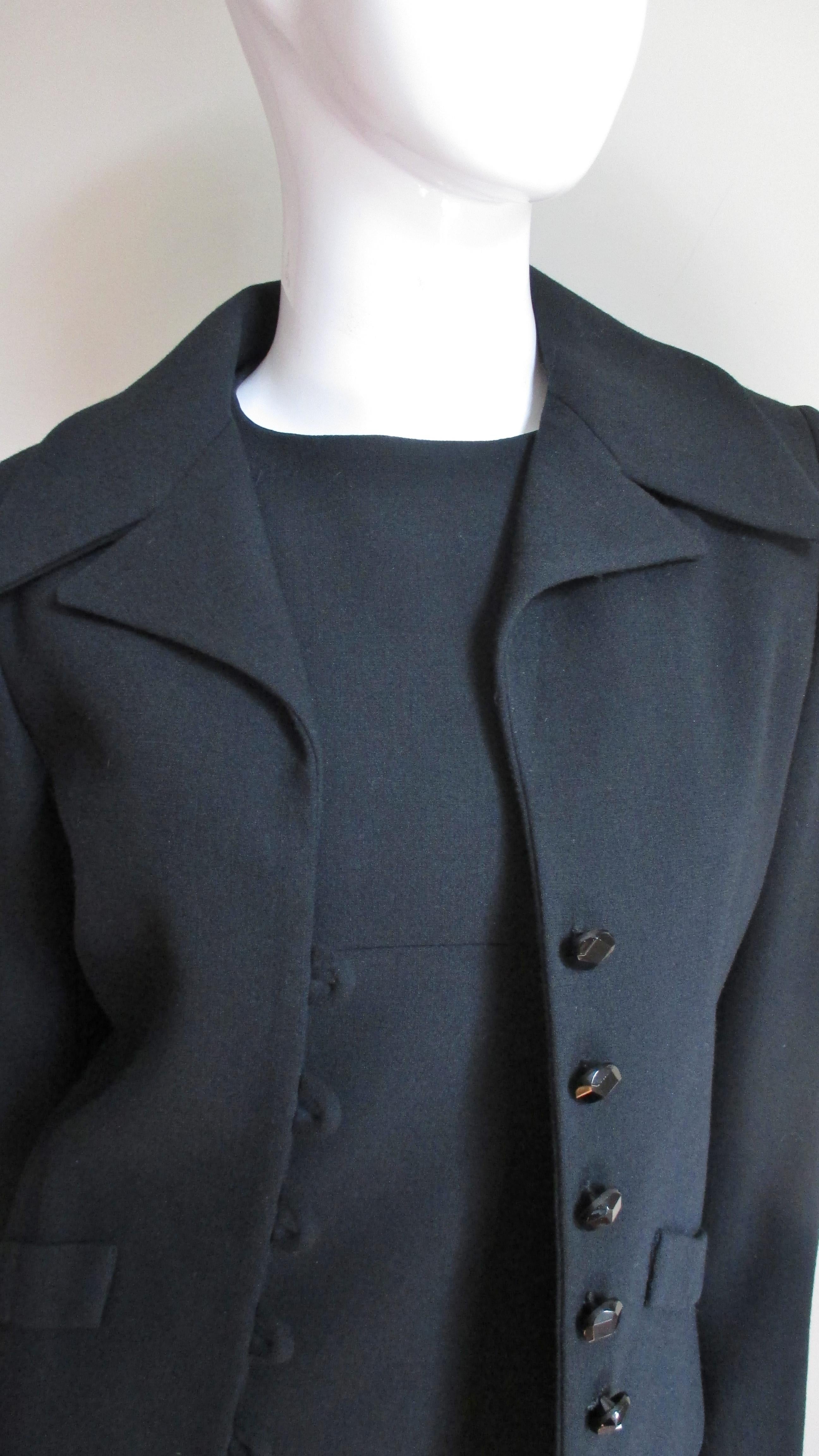 Black Christian Dior 1950s Dress and Jacket For Sale