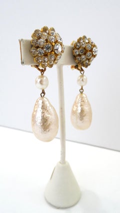 1960s Christian Dior Freshwater Pearl Drop Earrings