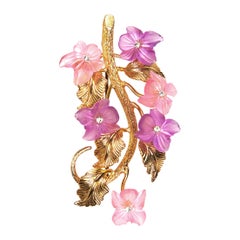 1960s Christian Dior Gold Plated Floral Spray Brooch by Henkel & Grosse