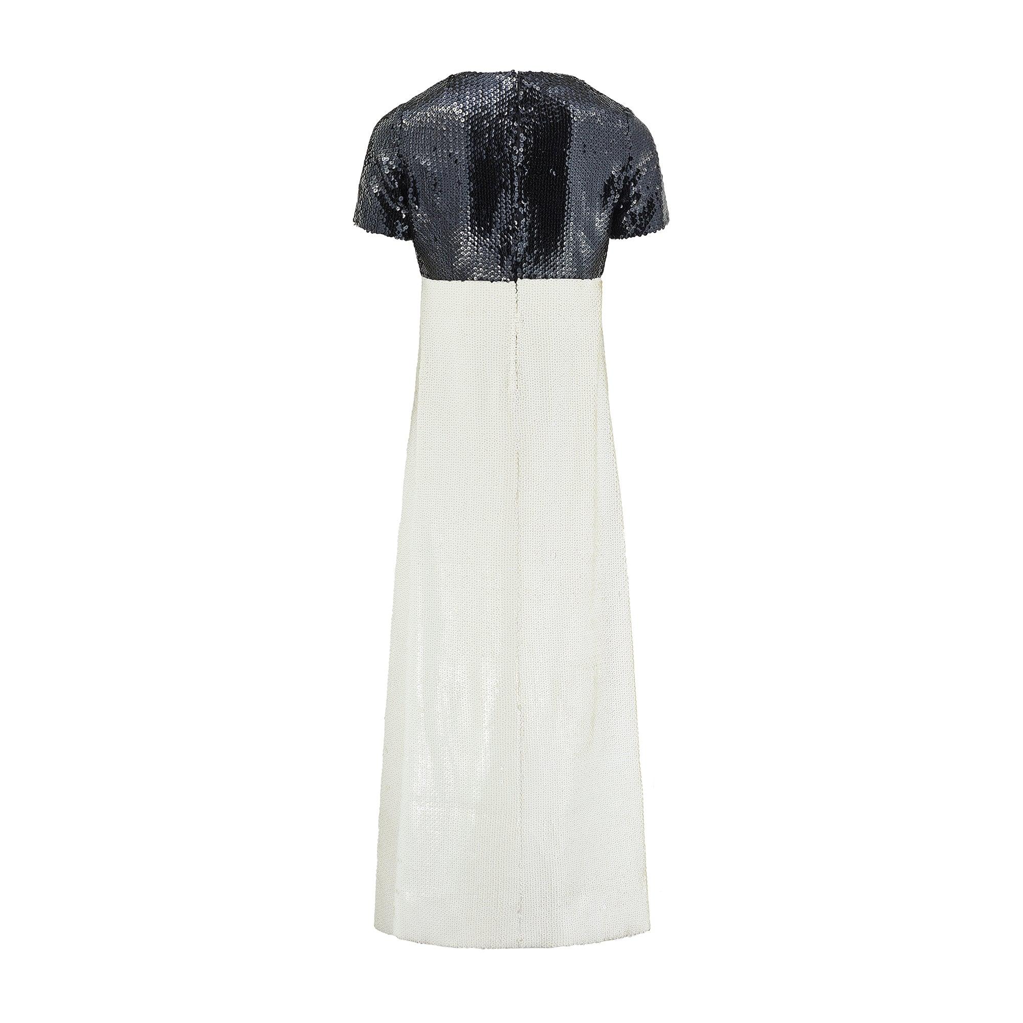 Gray 1960s Christian Dior Monochromed Sequin Maxi Dress For Sale