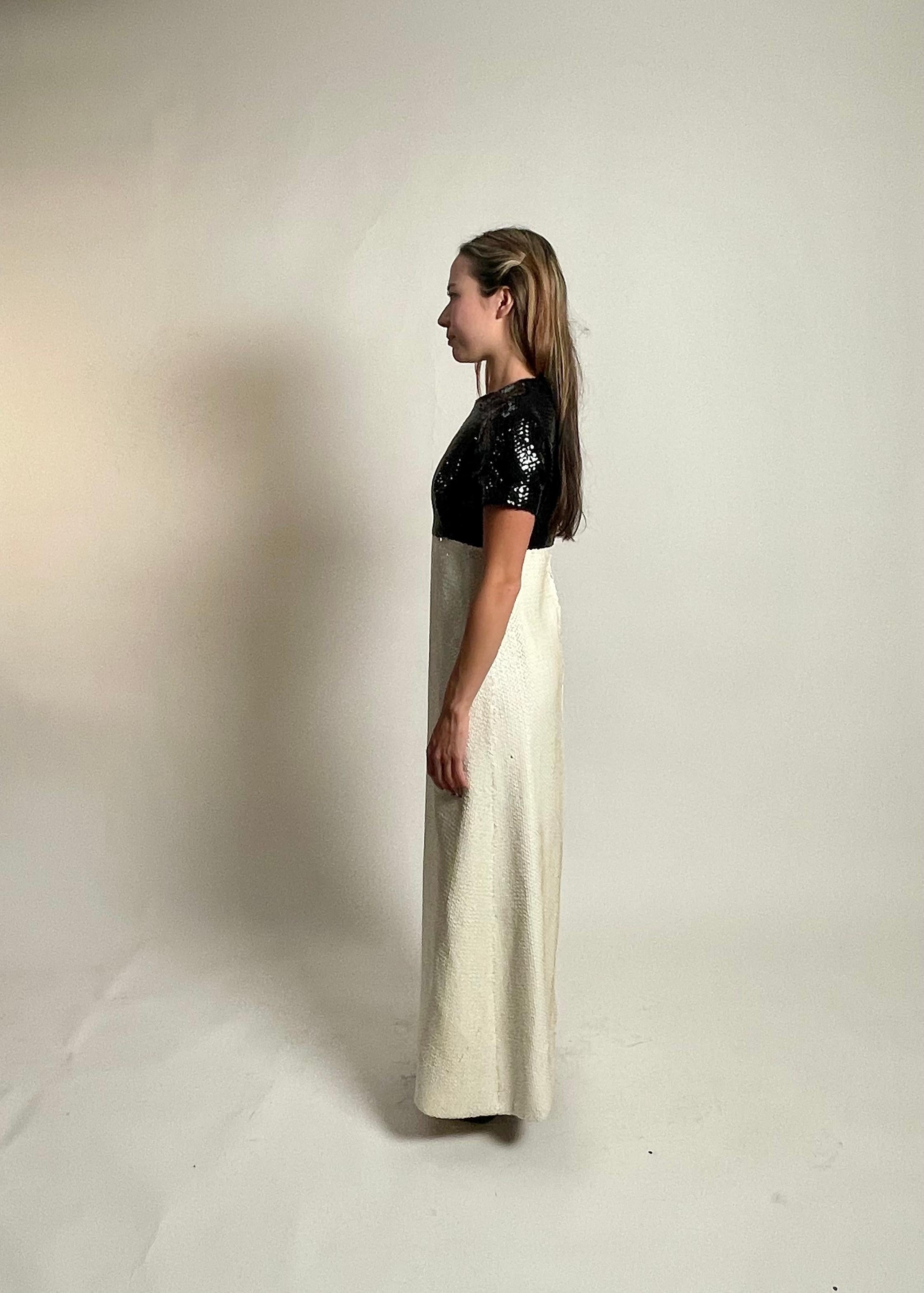 1960s Christian Dior Monochromed Sequin Maxi Dress For Sale 2