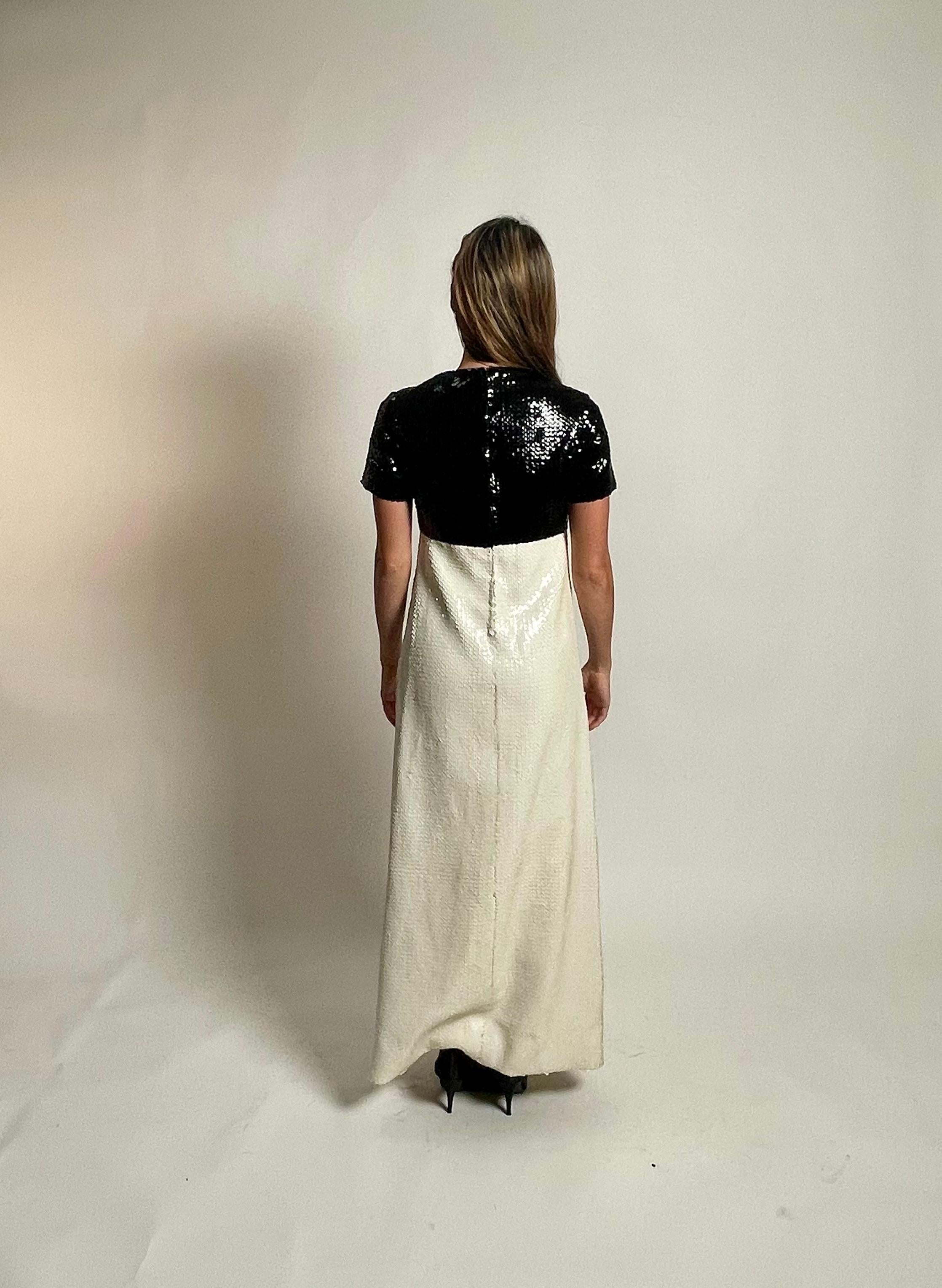 1960s Christian Dior Monochromed Sequin Maxi Dress For Sale 3