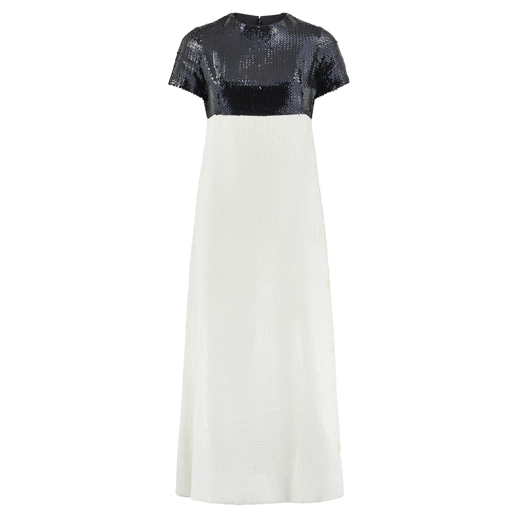 1960s Christian Dior Monochromed Sequin Maxi Dress For Sale