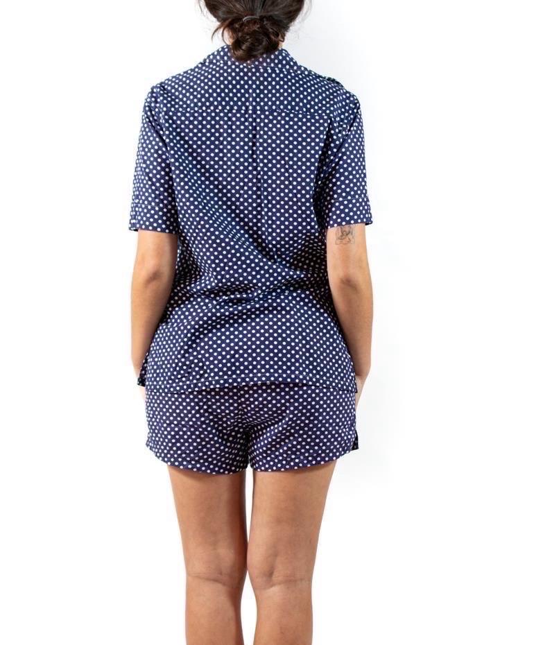 1960S Christian Dior Navy Blue & White Cotton Men's Shirt Shorts Beach Ensemble 4