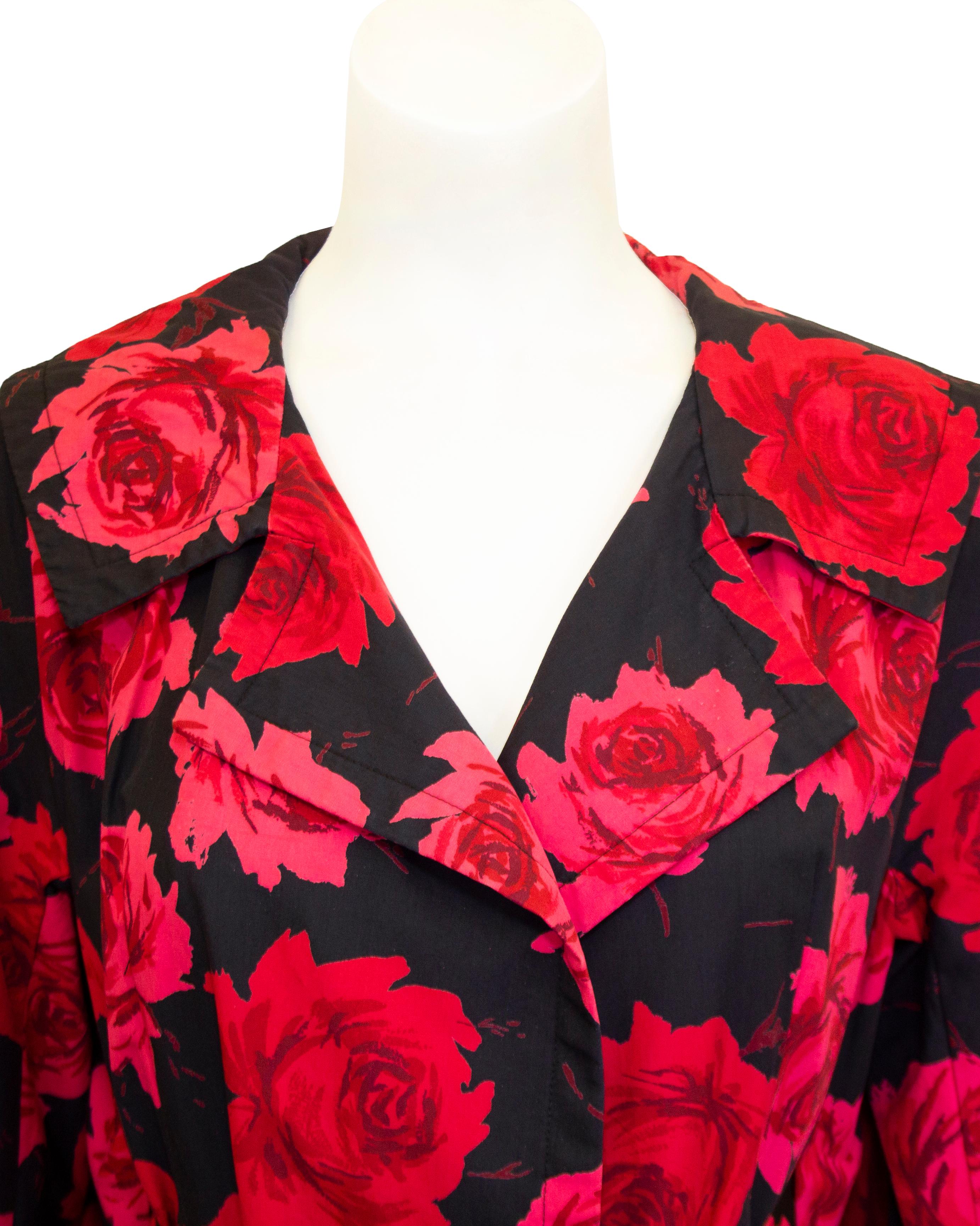 Women's 1960s Christian Dior Opera Coat with Red Roses 