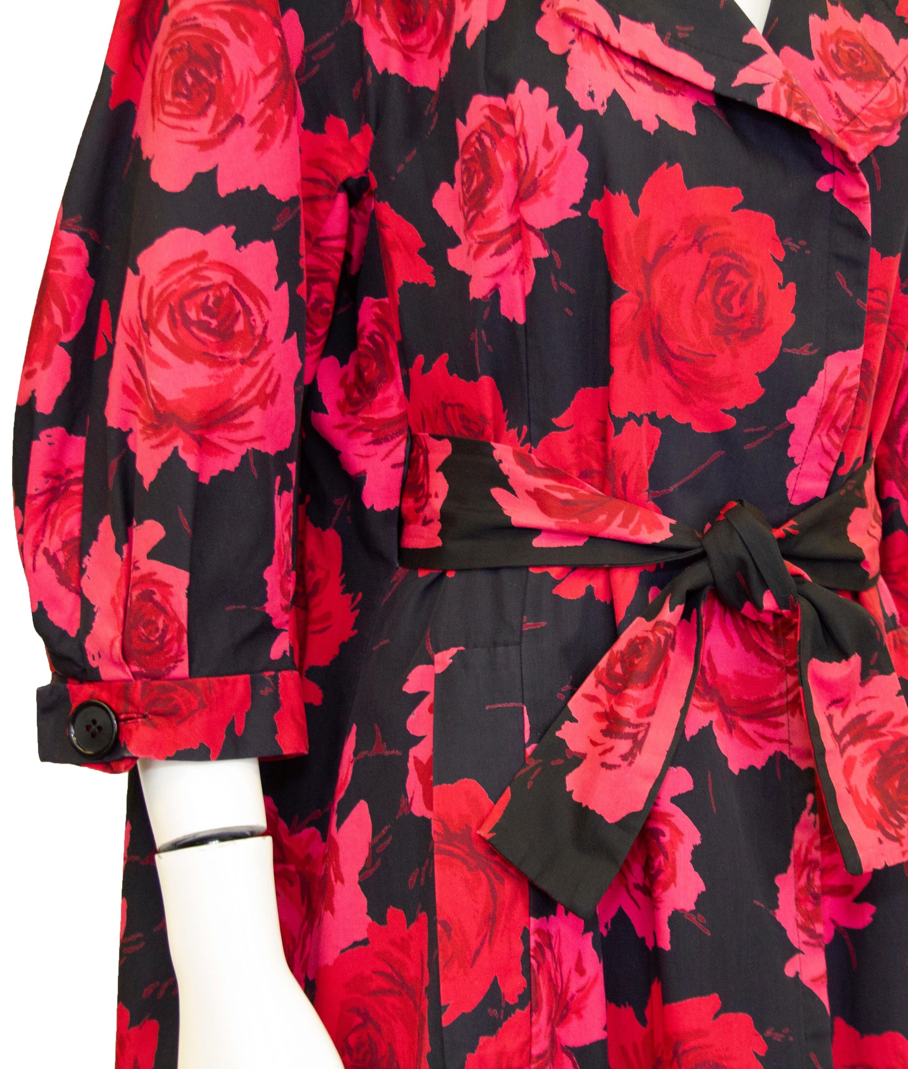 1960s Christian Dior Opera Coat with Red Roses  1