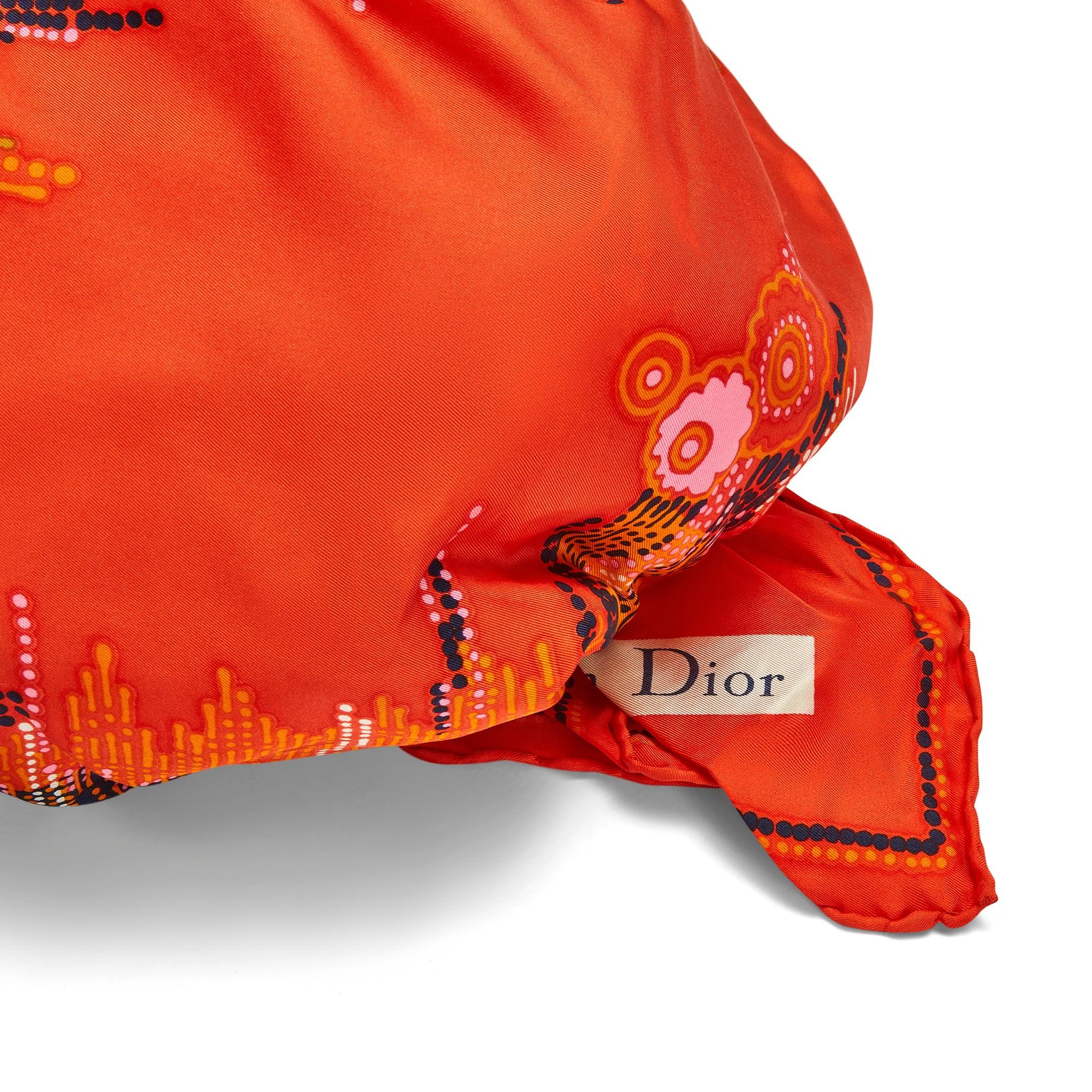 1960s Christian Dior Orange Silk Printed Turban Hat In Excellent Condition For Sale In London, GB