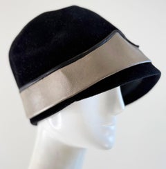 1960s Christian Dior Paris Couture Vintage 60s Black Felt Cloche Hat Size 22