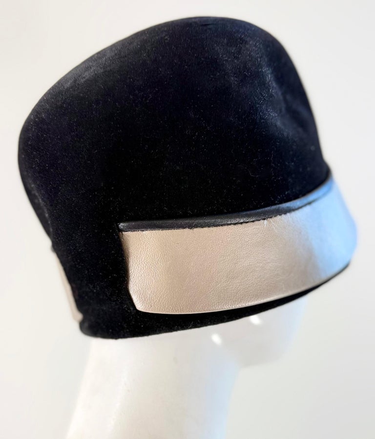 Vintage 1960 Doir Couture Hat 1960s Christian Dior Paris Couture Vintage 60s Black Felt  main image 3