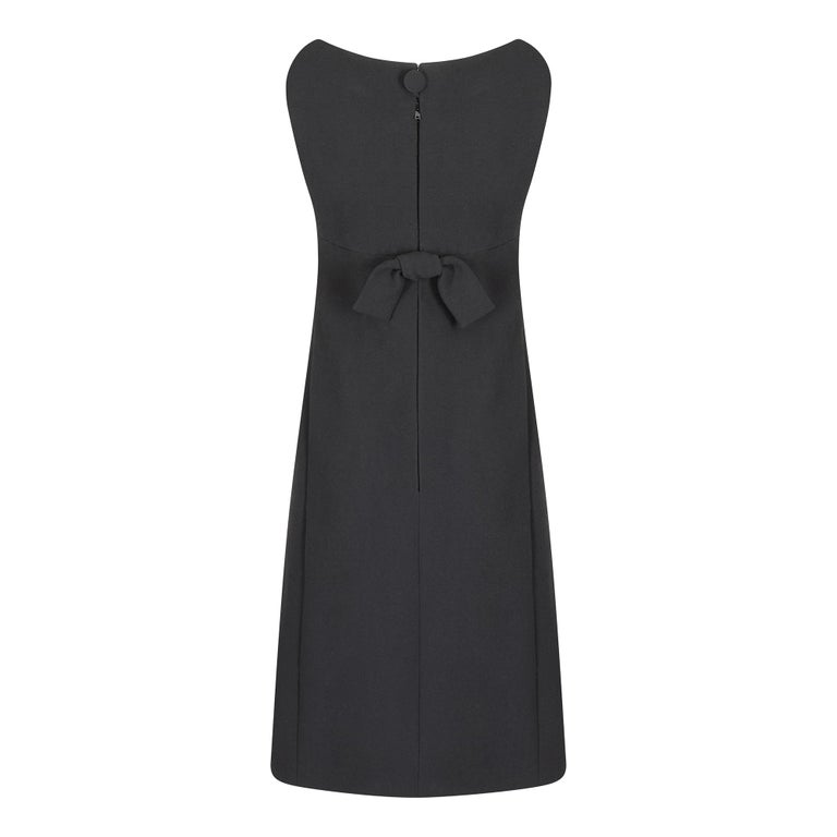 Black 1960s Christian Dior Patron Original Wool Crepe Dress  For Sale