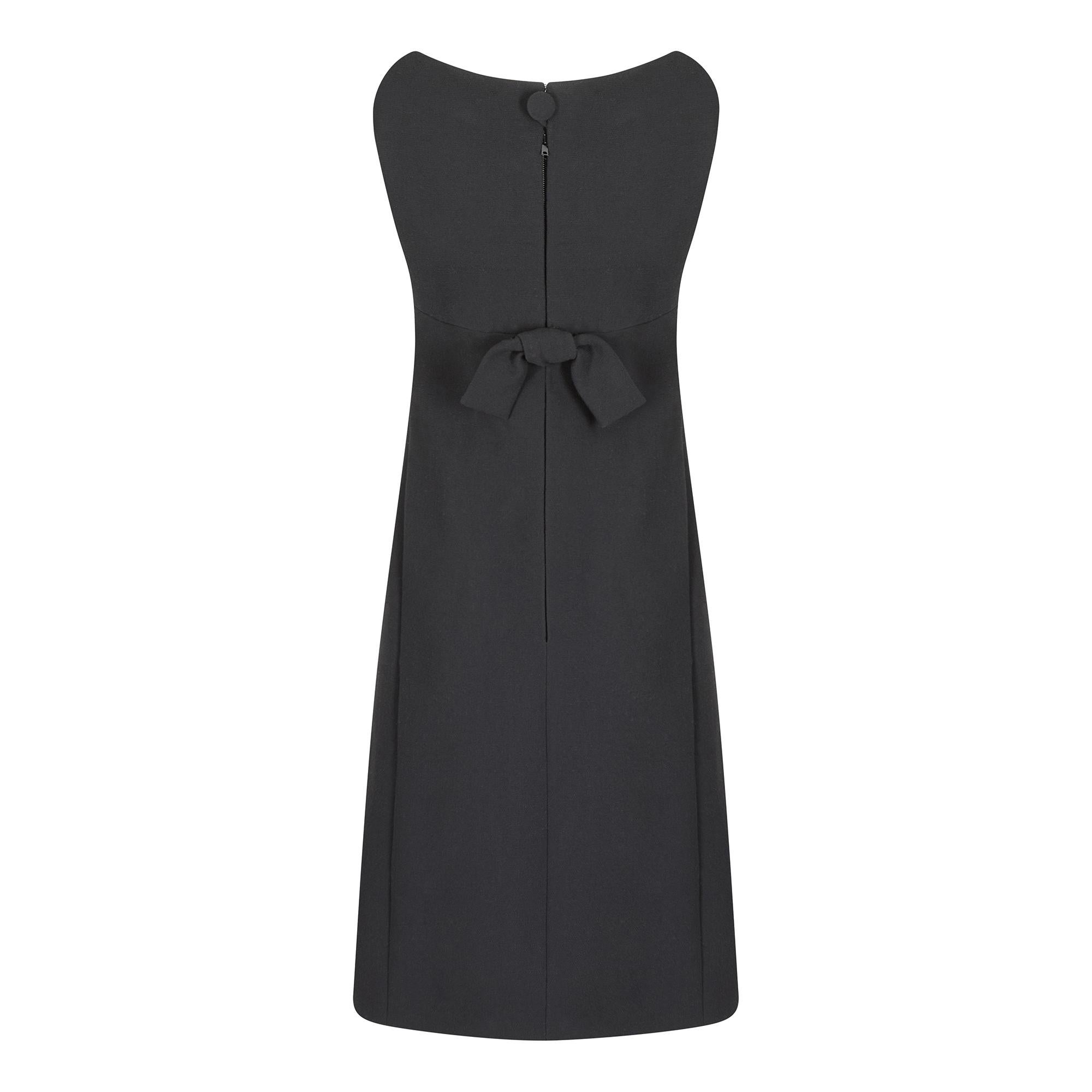 Black 1960s Christian Dior Patron Original Wool Crepe Dress  For Sale
