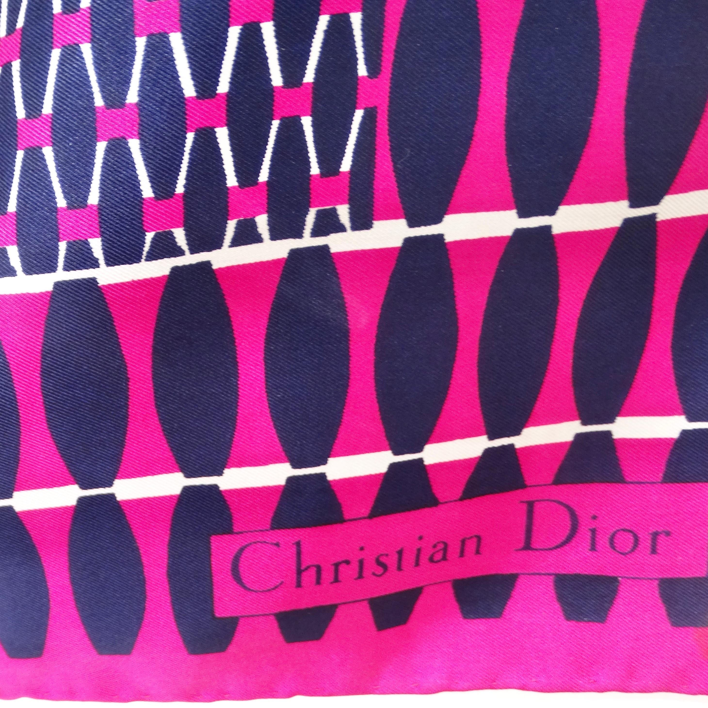 1960s Christian Dior Pink Silk Scarf For Sale 1