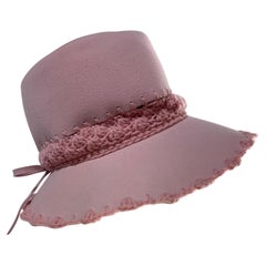 1960s Christian Dior Pretty in Pale Pink Spring Felt Fedora w/ Crochet Details