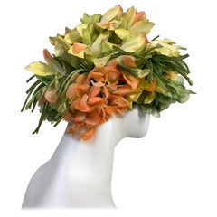 1960s Christian Dior Silk Floral Bouquet Hat in Soft Autumnal Colors