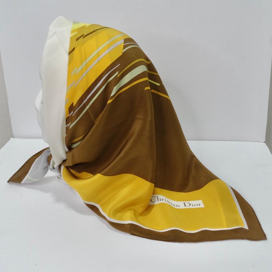 Brown 1960s Christian Dior Silk Scarf For Sale