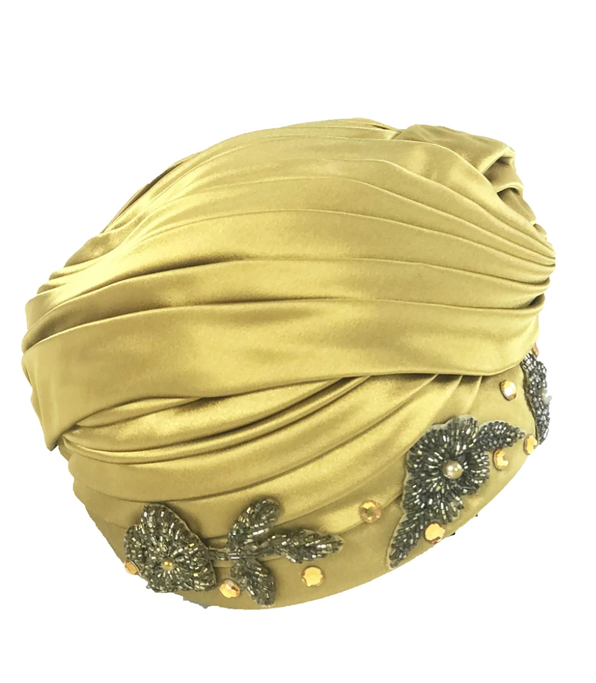 1960s Christian Dior Silk turban with beading. Condition: Excellent.