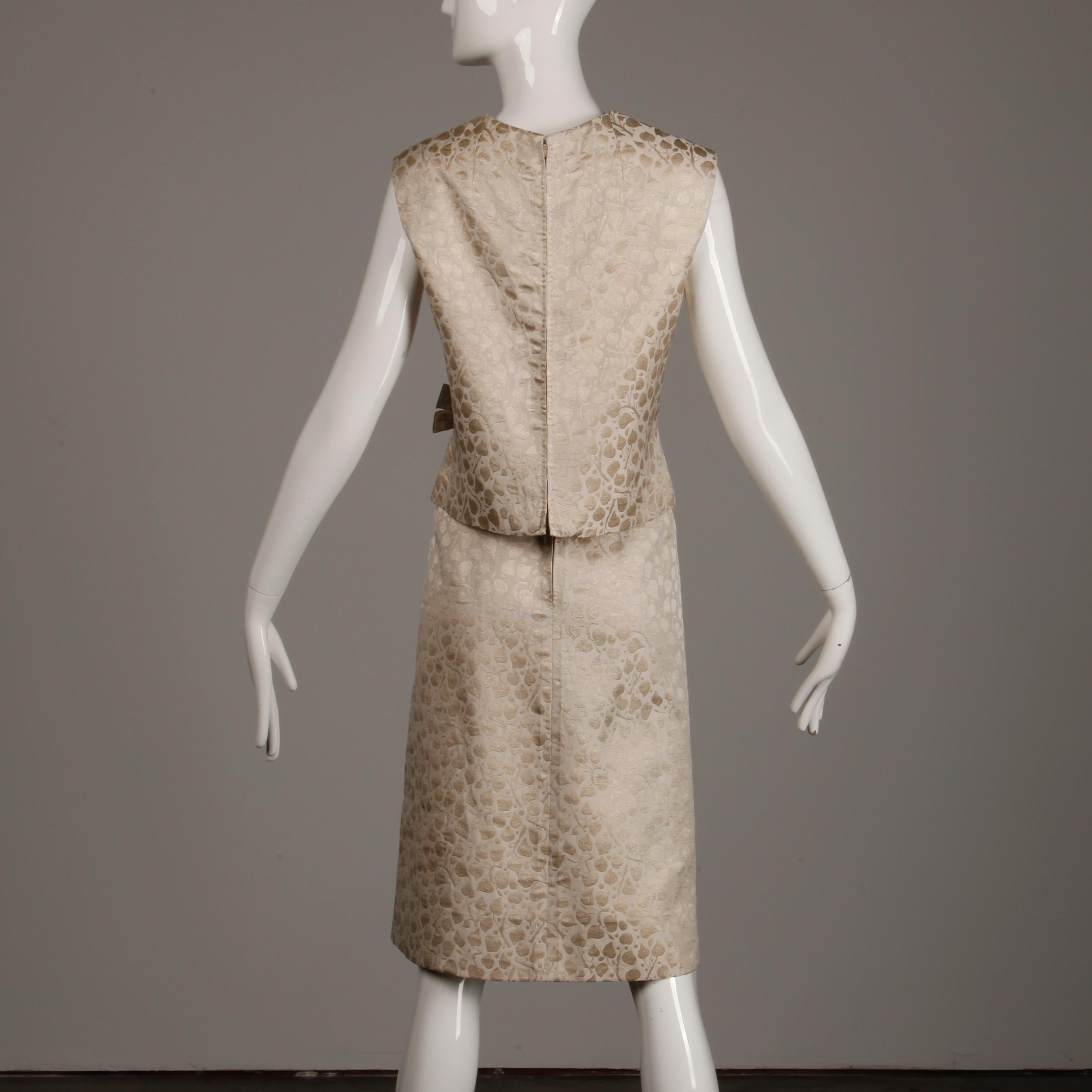1960s Christian Dior Vintage Silk + Mink Fur Dress Ensemble (Top/ Skirt/ Jacket) 9