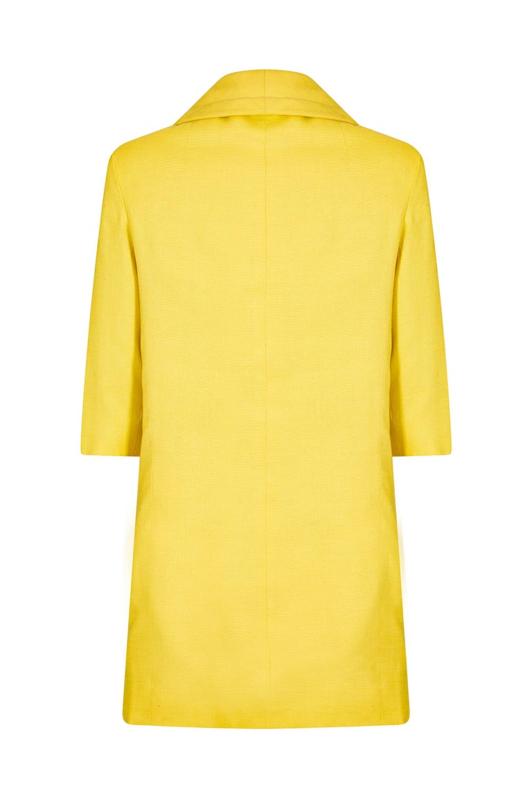 1960s Christian Dior Yellow Mod Style Swing Coat With Oversized Button ...