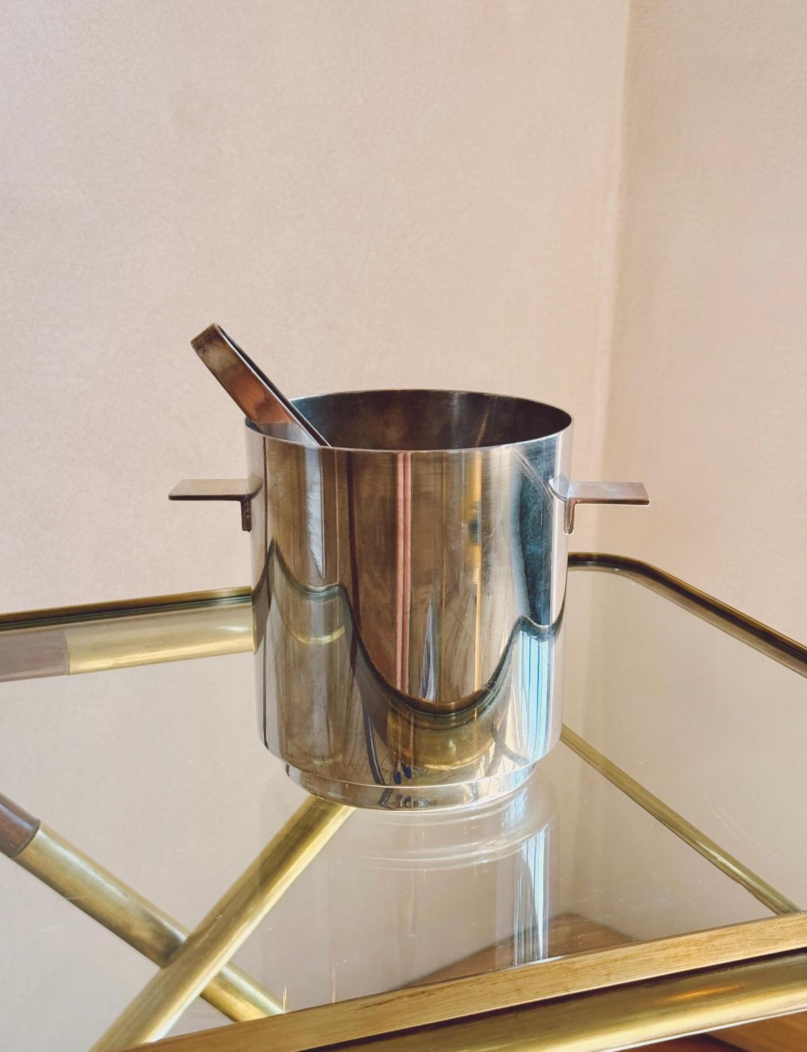 1960er Jahre Christofle Silber Eiskübel mit Zange (Italienisch) im Angebot
