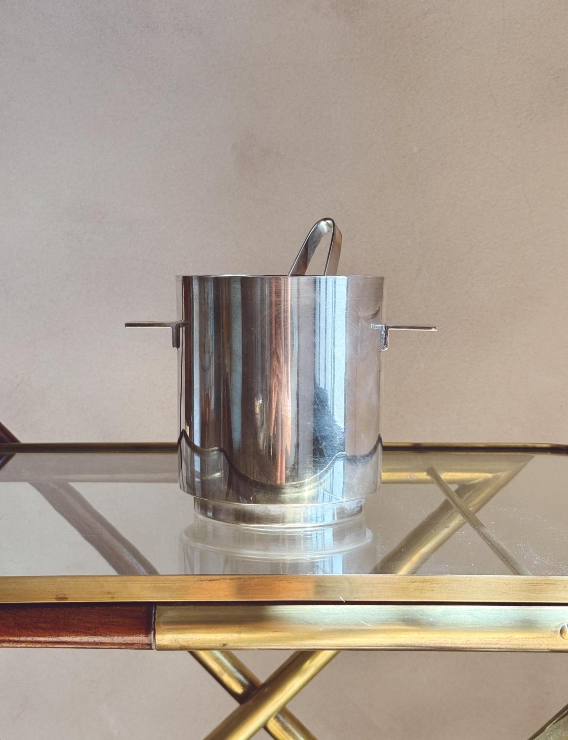 1960er Jahre Christofle Silber Eiskübel mit Zange im Zustand „Gut“ im Angebot in Florence, Tuscany