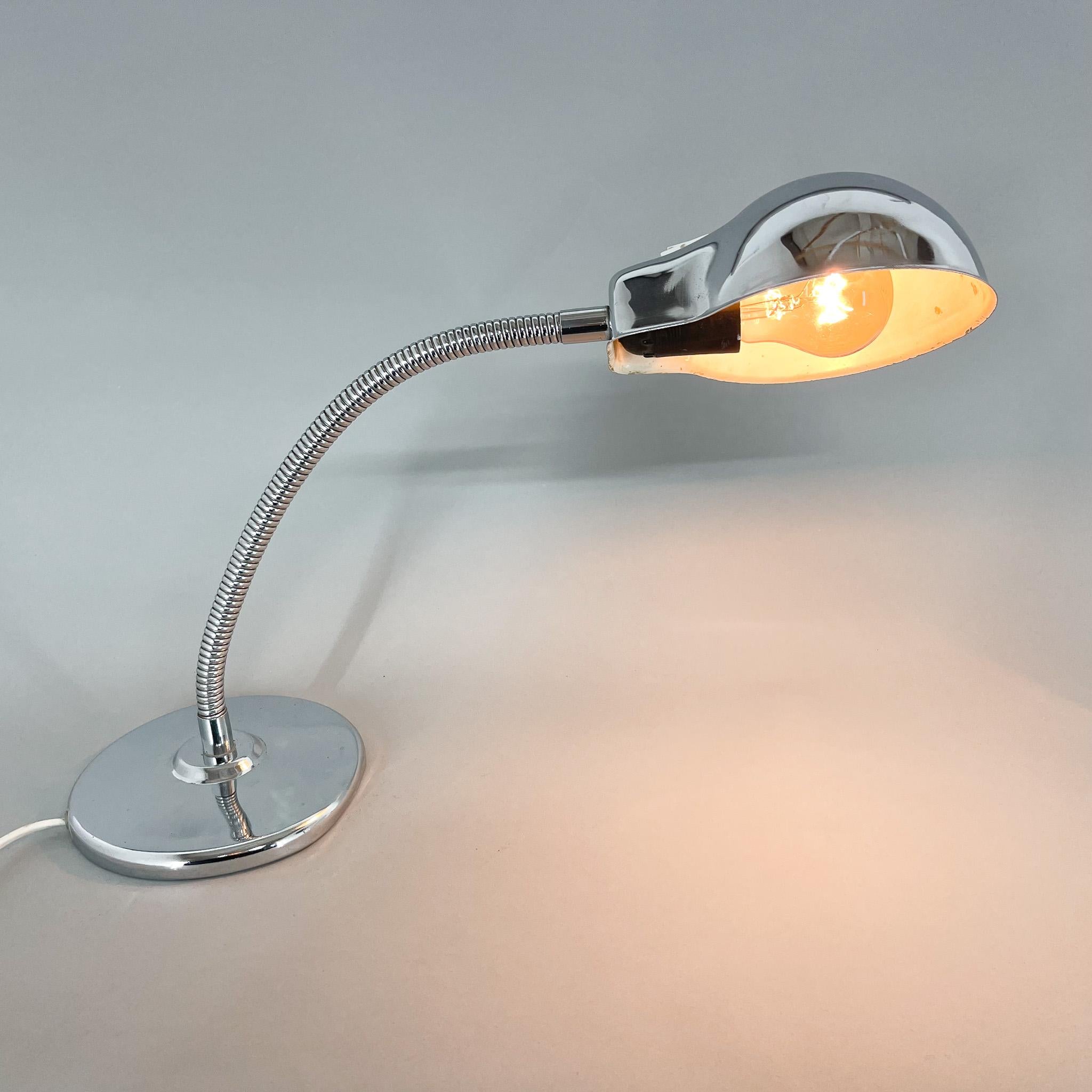 Italian 1960's Chrome Adjustable Table Lamp, Italy For Sale