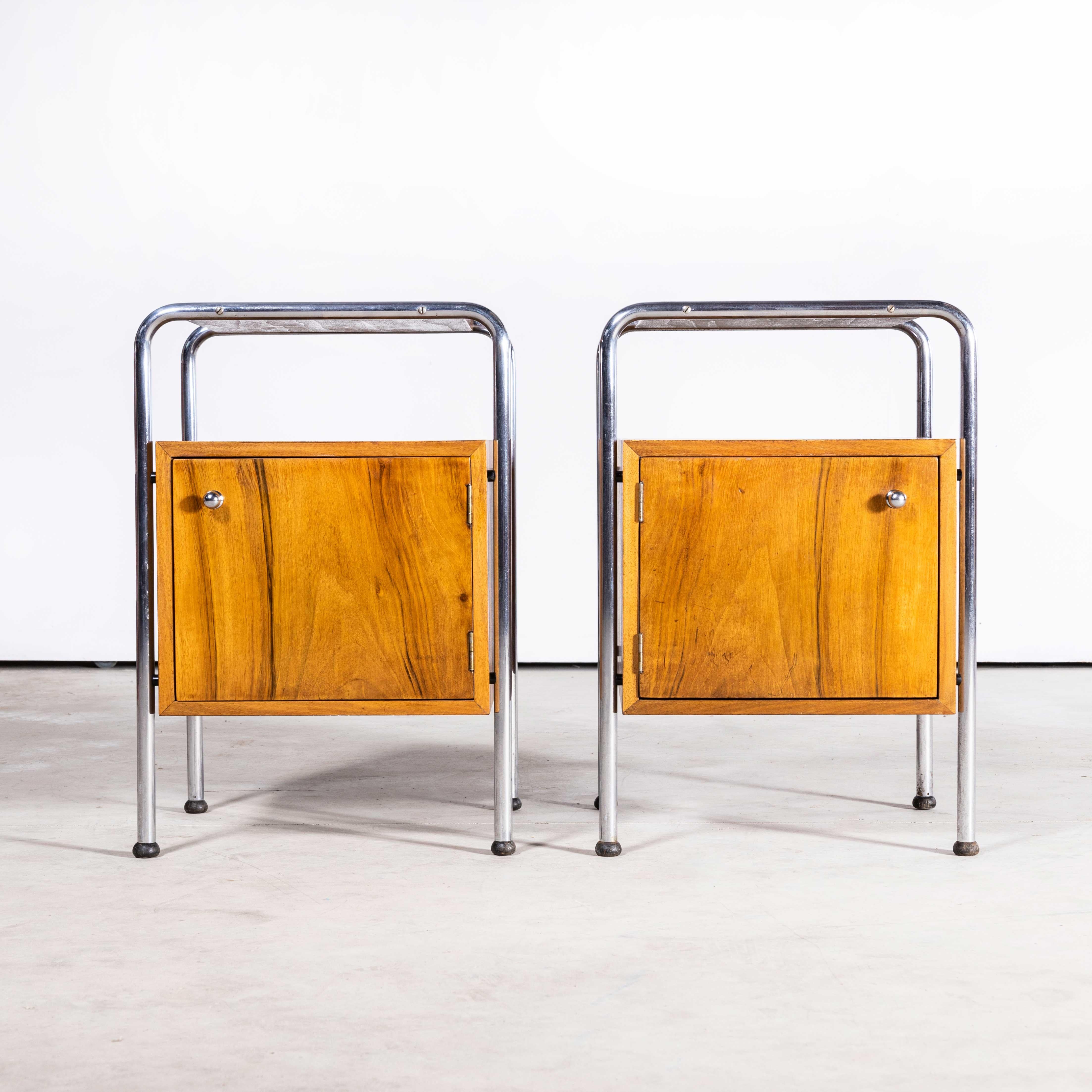 1960s Chrome and Birch Bedside Cabinets, Pair In Good Condition For Sale In Hook, Hampshire