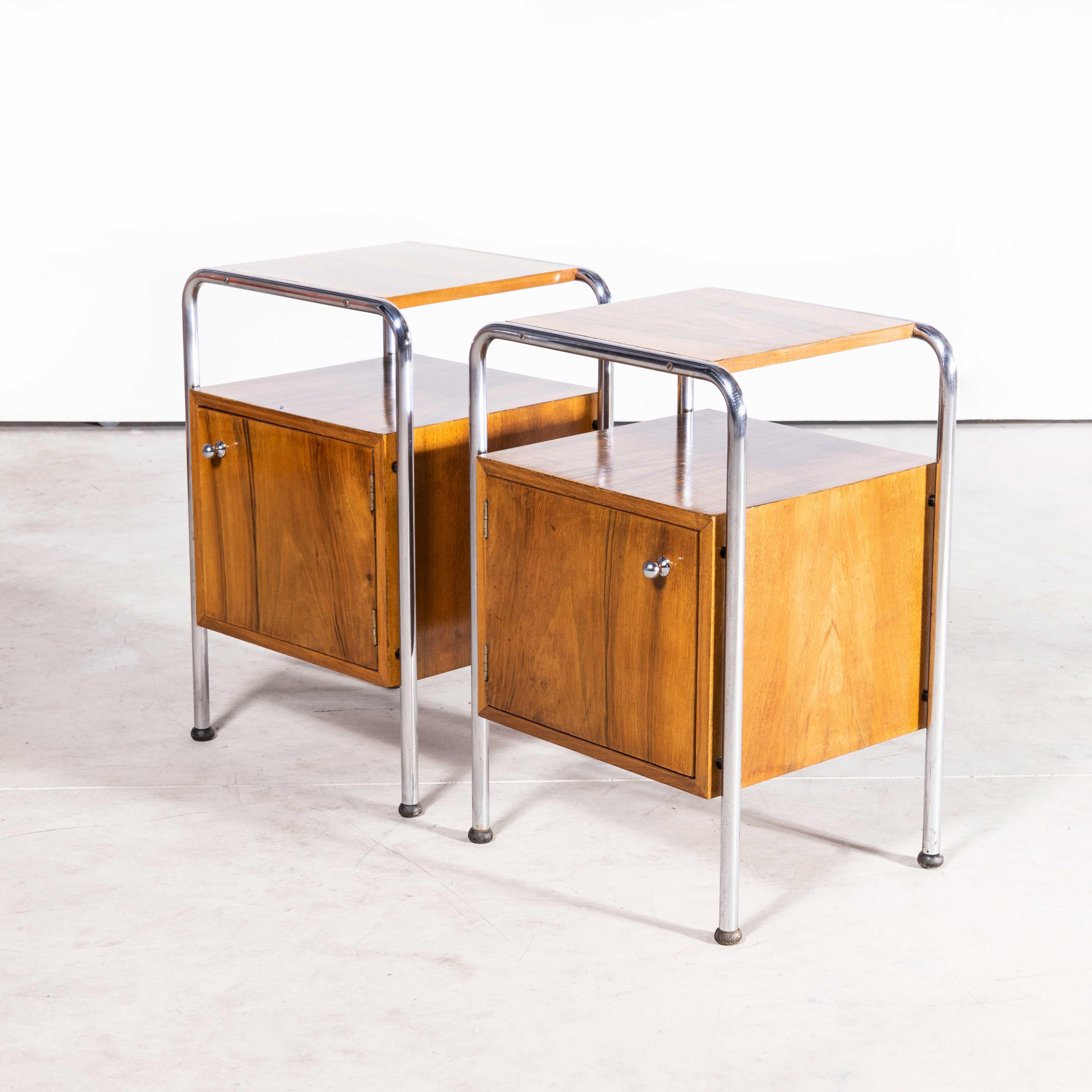 Mid-20th Century 1960s Chrome and Birch Bedside Cabinets, Pair For Sale
