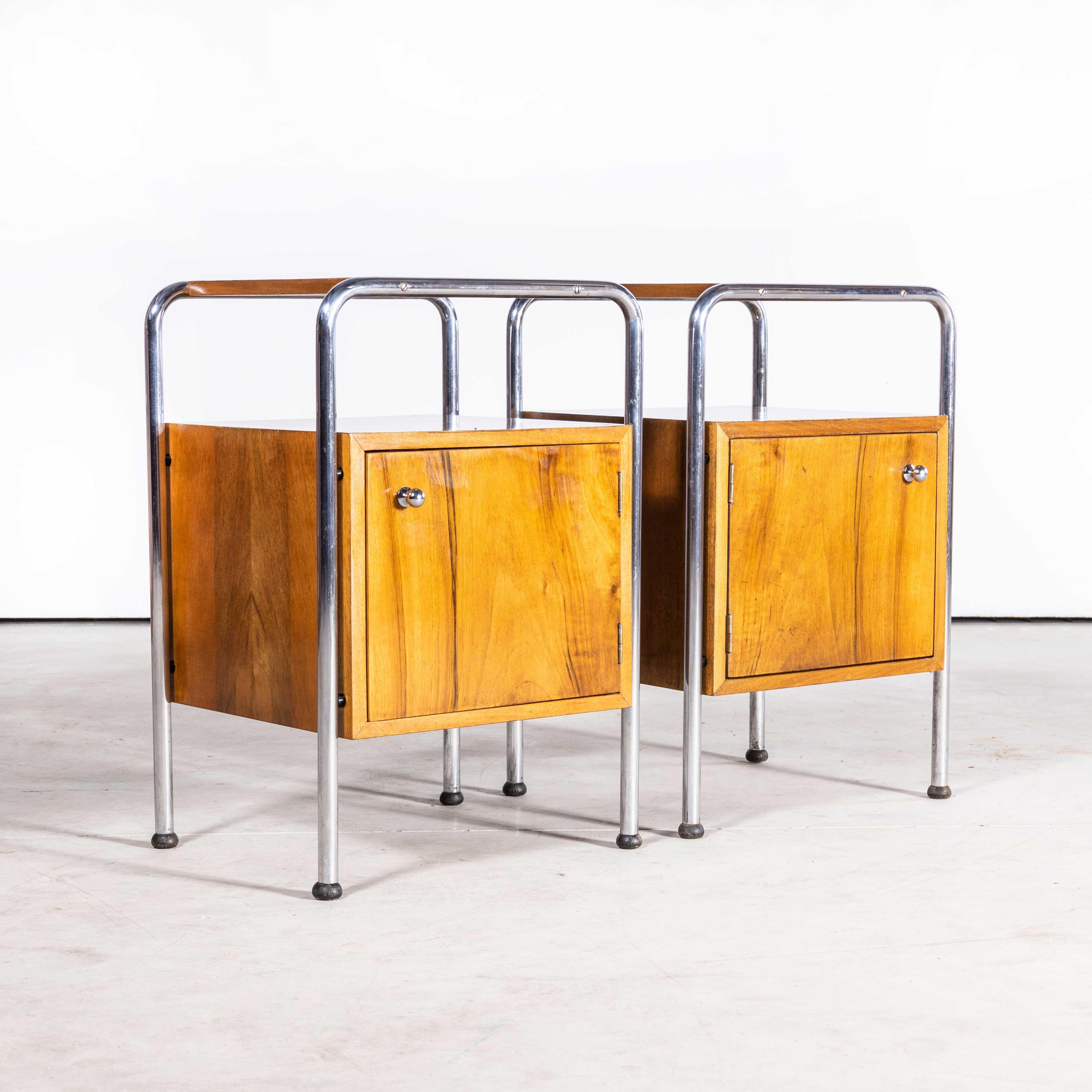 1960s Chrome and Birch Bedside Cabinets, Pair For Sale 1