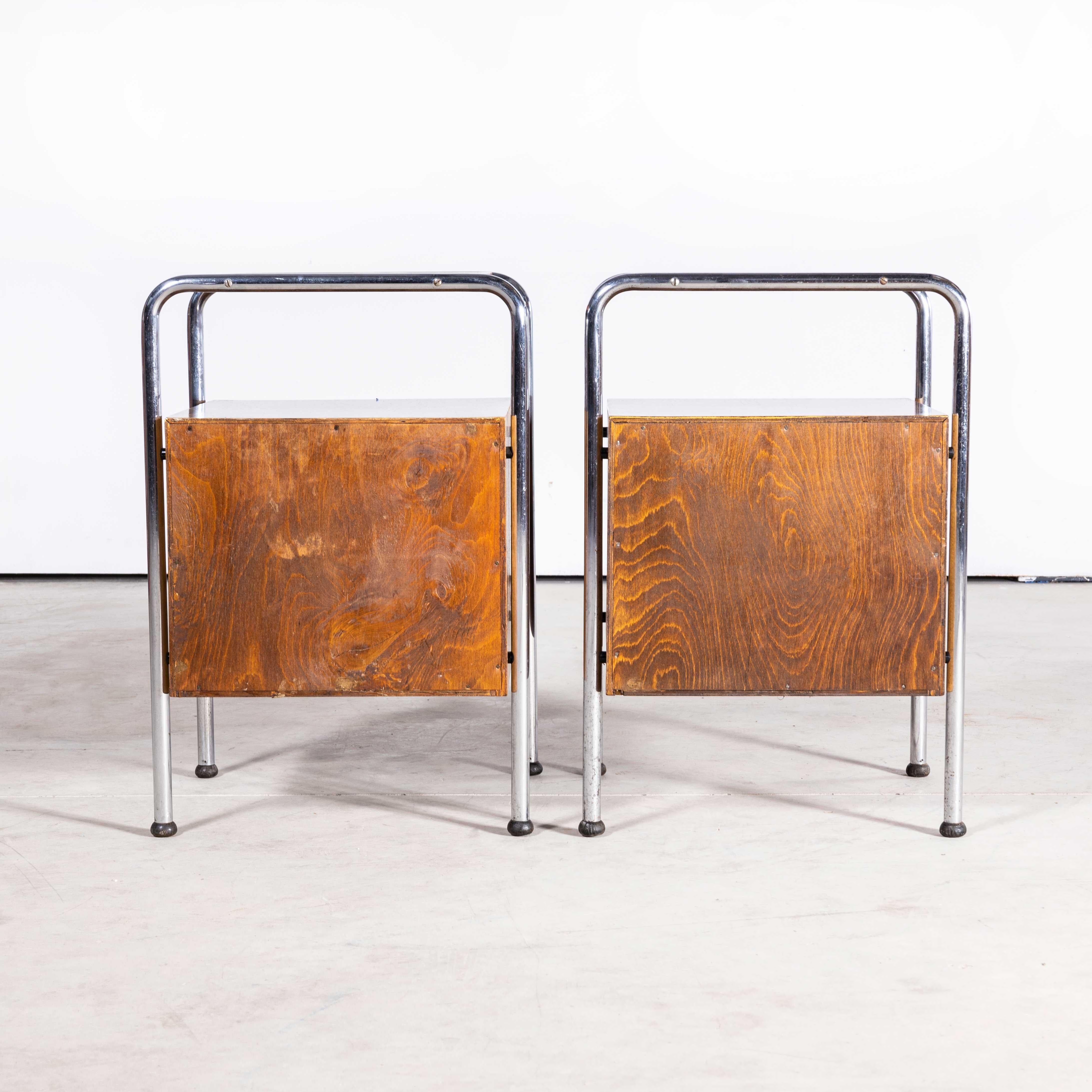 1960s Chrome and Birch Bedside Cabinets, Pair For Sale 2