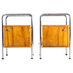 1960s Chrome and Birch Bedside Cabinets, Pair