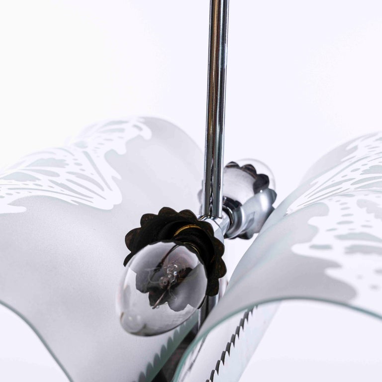 1960s Chrome and Curved Etched Glass Panels For Sale at 1stDibs