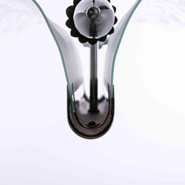 1960s Chrome and Curved Etched Glass Panels For Sale at 1stDibs