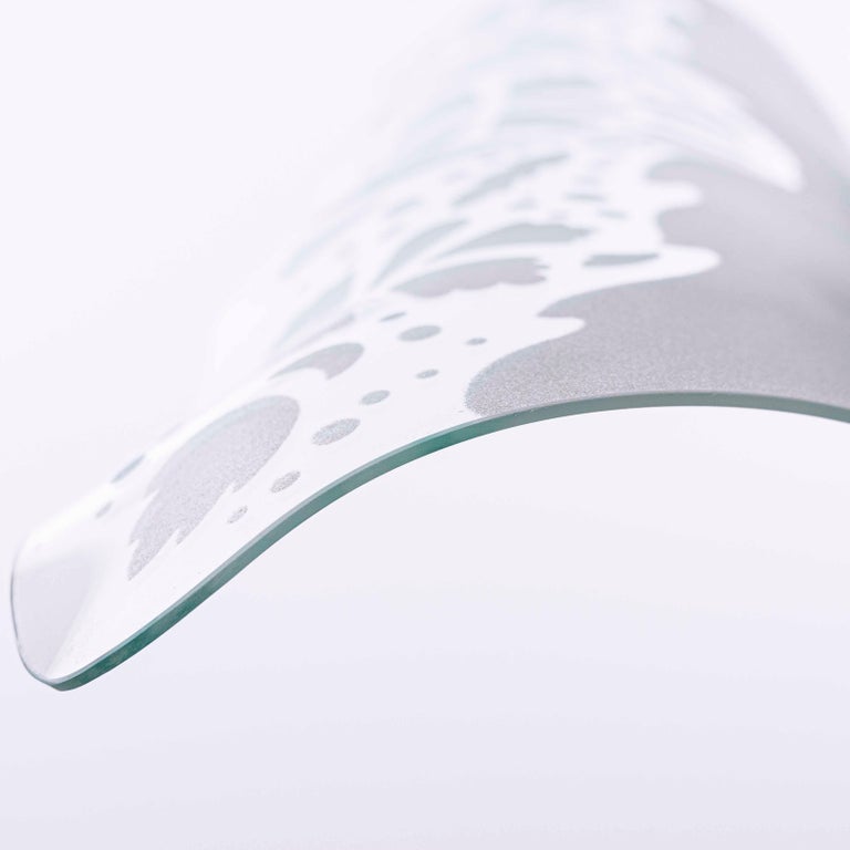 1960s Chrome and Curved Etched Glass Panels For Sale at 1stDibs